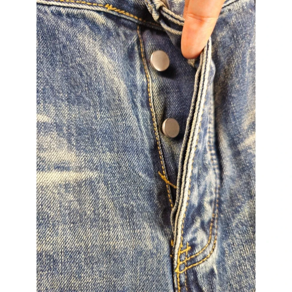 MNML Distressed Blue Men's Denim Jeans Size 40x31.5 Button Fly